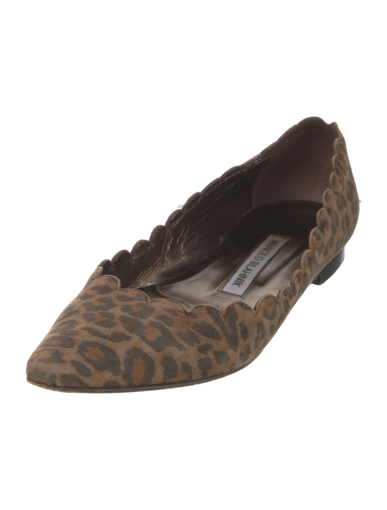 Manolo Blahnik Suede Animal Print Ballet Flats