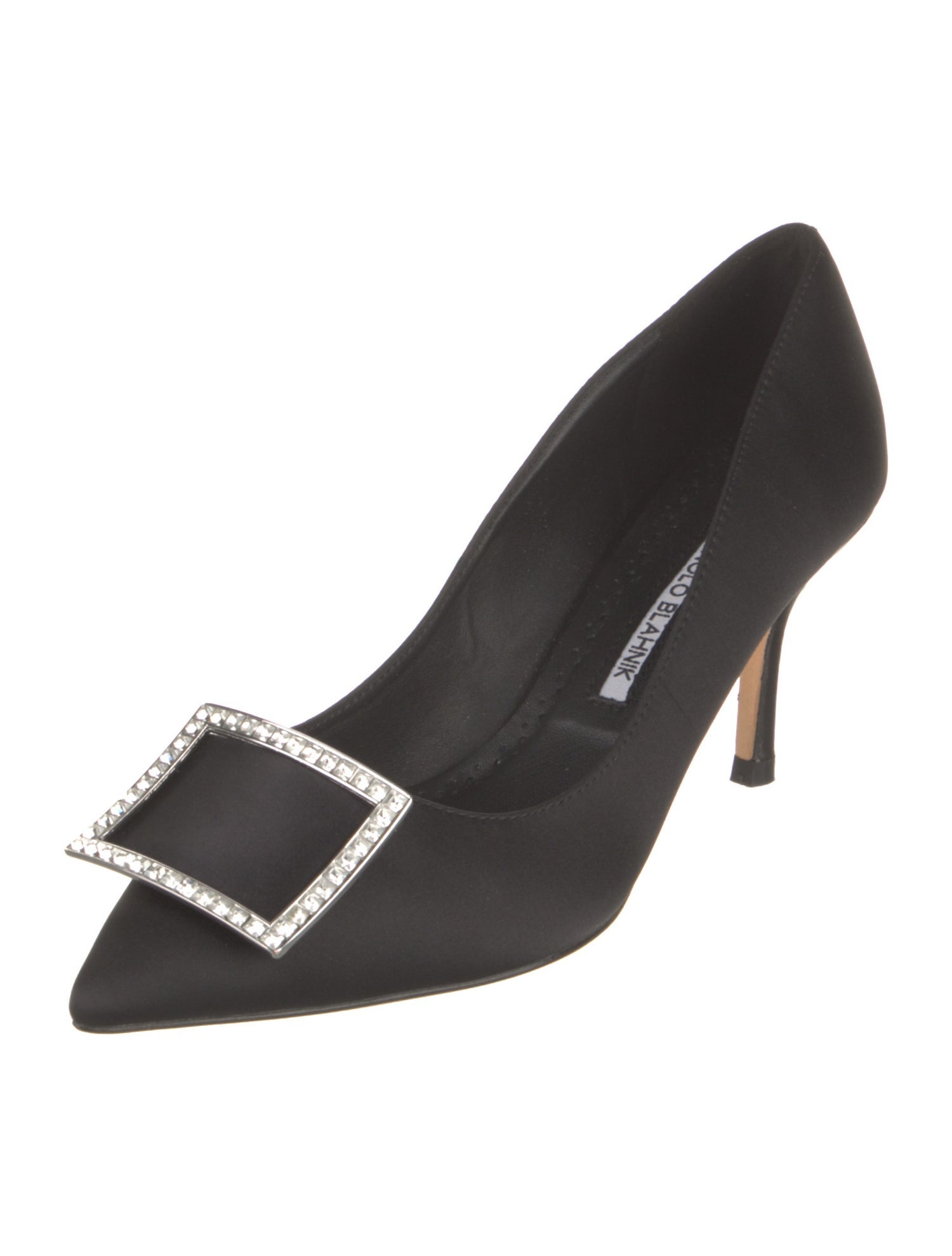 Manolo Blahnik Satin Crystal Embellishments Pumps
