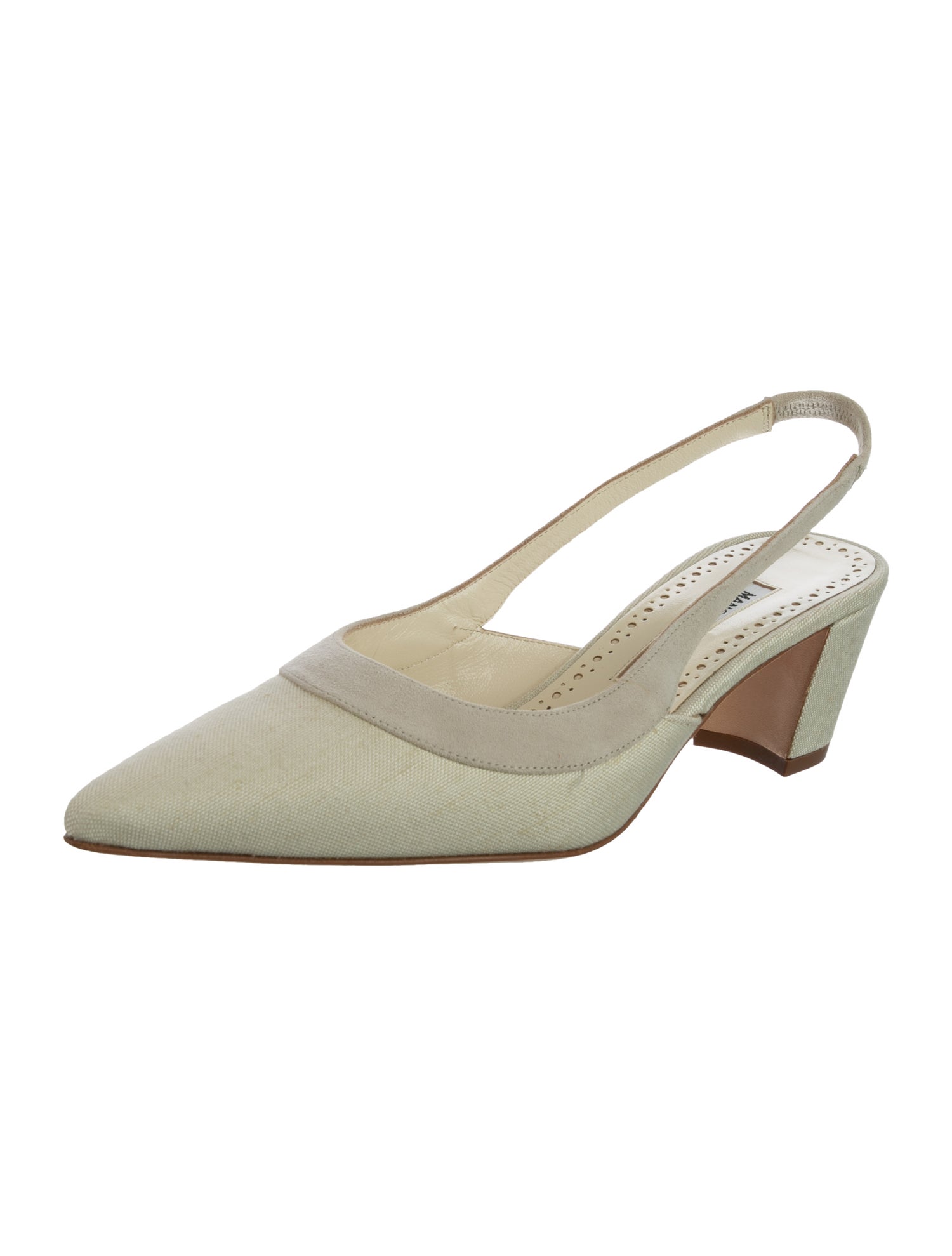 Manolo Blahnik Canvas Slingback Pumps