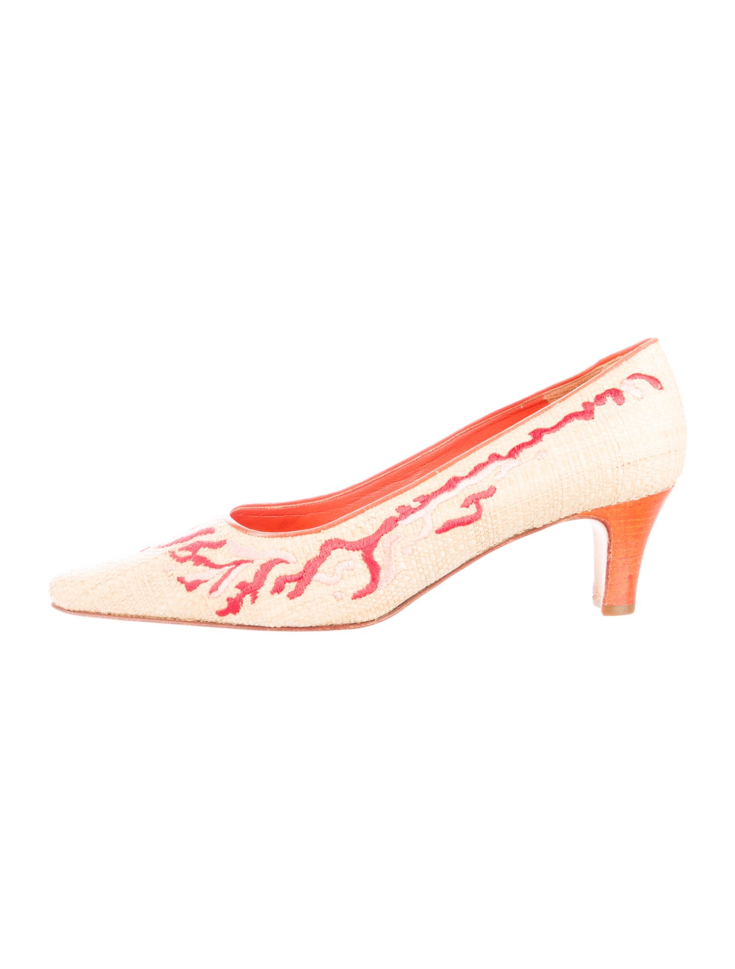 Manolo Blahnik Raffia Printed Slingback Pumps