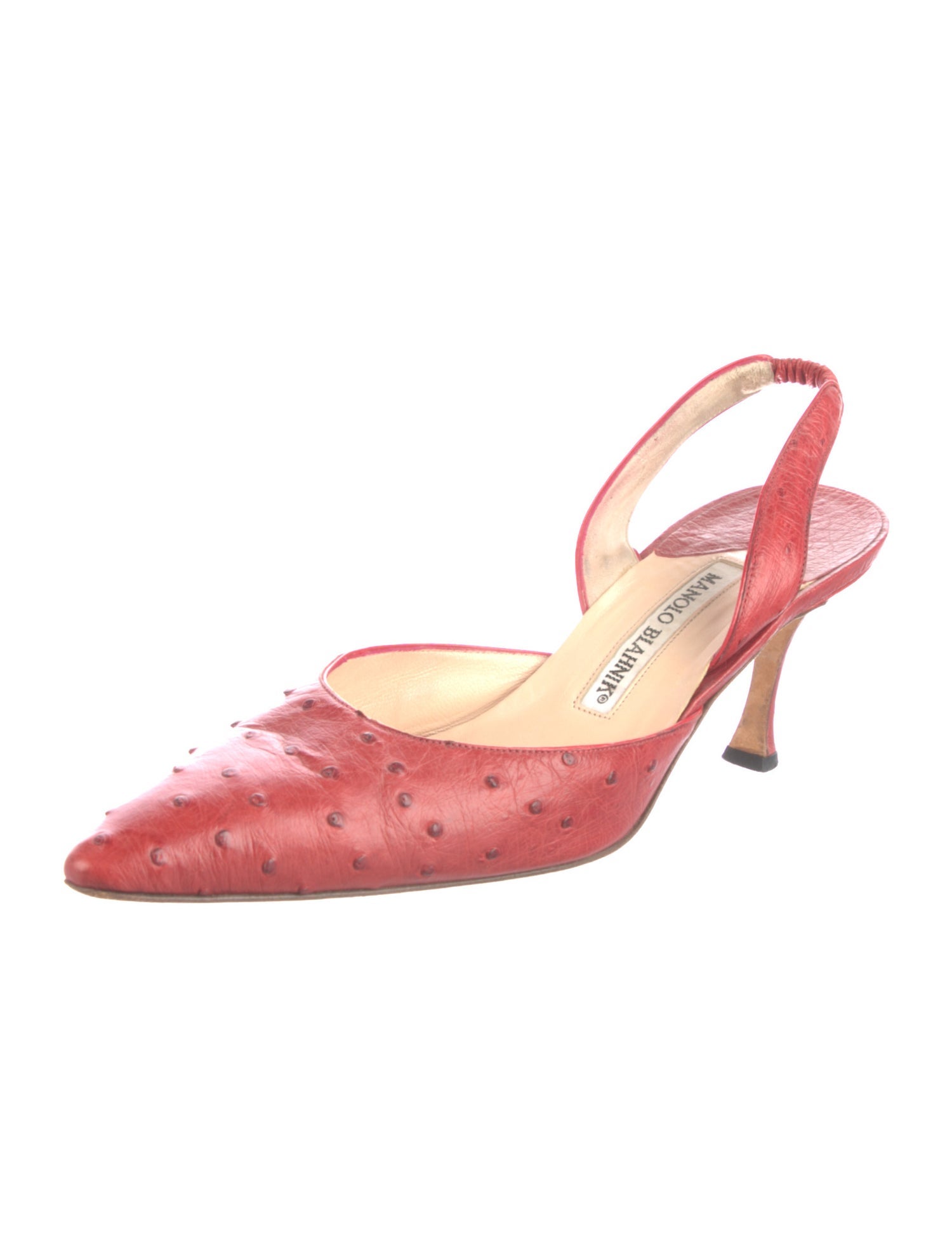 Manolo Blahnik Embossed Leather Slingback Pumps