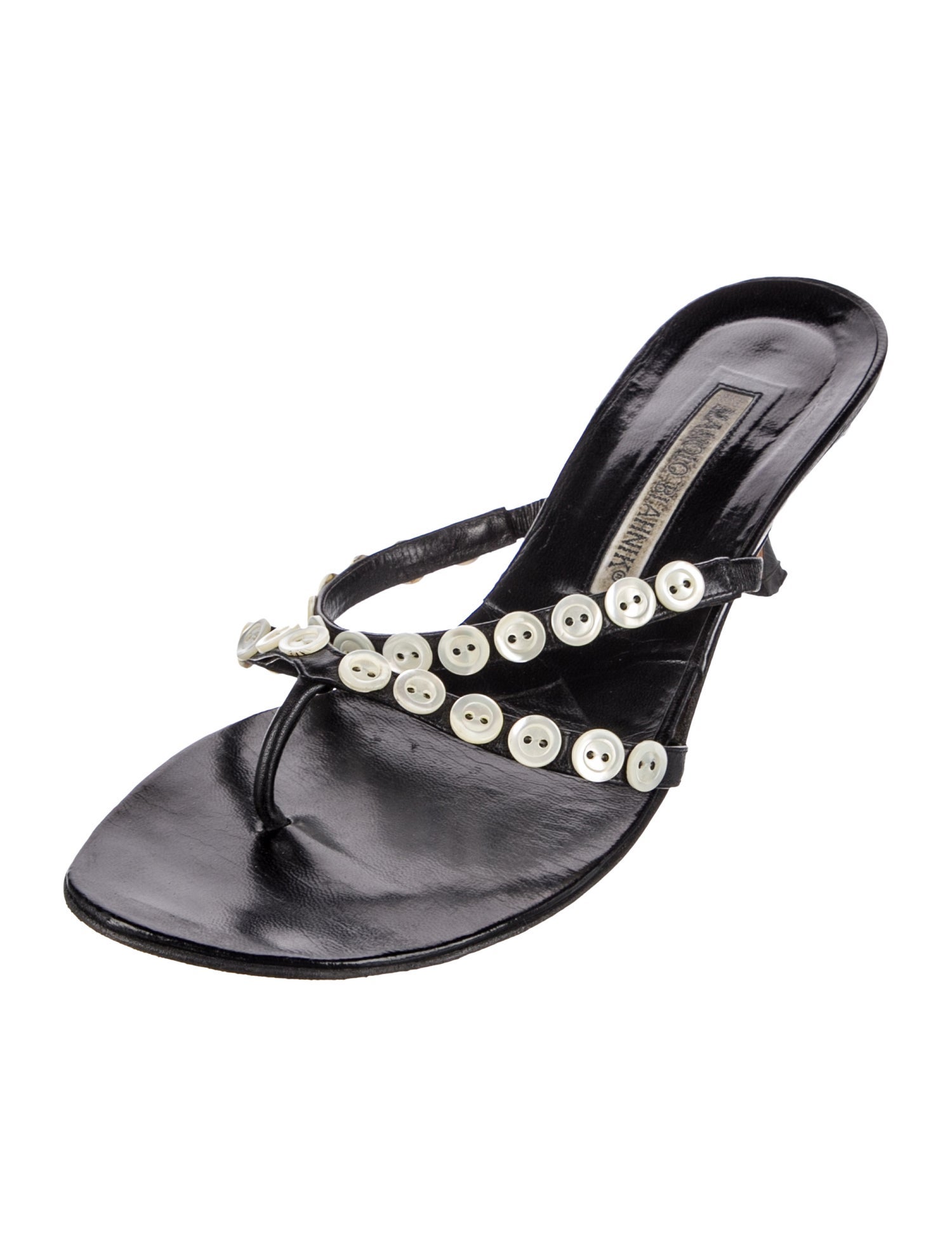 Manolo Blahnik Leather Slides