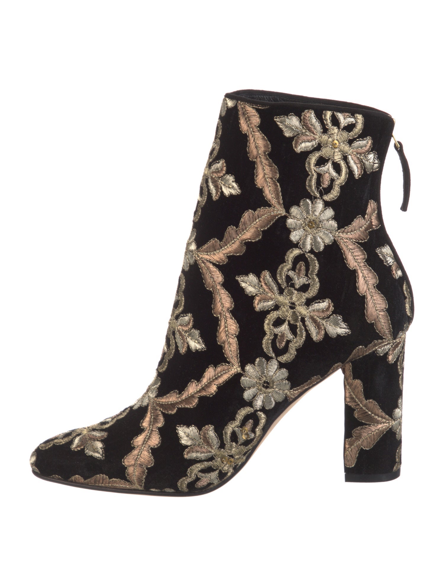 Manolo Blahnik Velvet Floral Print Boots