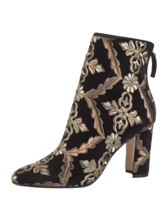 Manolo Blahnik Velvet Floral Print Boots