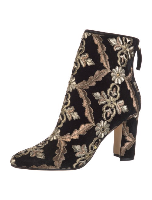 Manolo Blahnik Velvet Floral Print Boots
