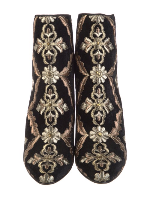 Manolo Blahnik Velvet Floral Print Boots