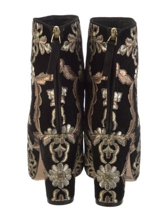 Manolo Blahnik Velvet Floral Print Boots
