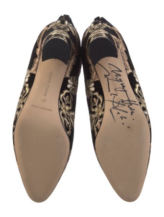 Manolo Blahnik Velvet Floral Print Boots