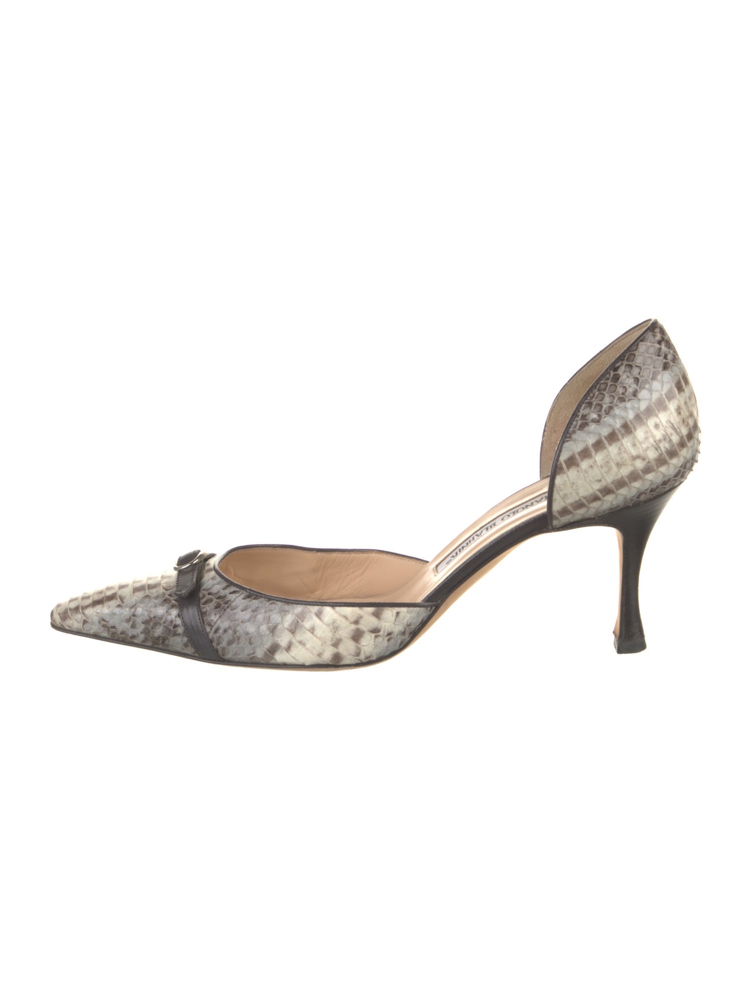 Manolo Blahnik Leather Animal Print D'Orsay Pumps
