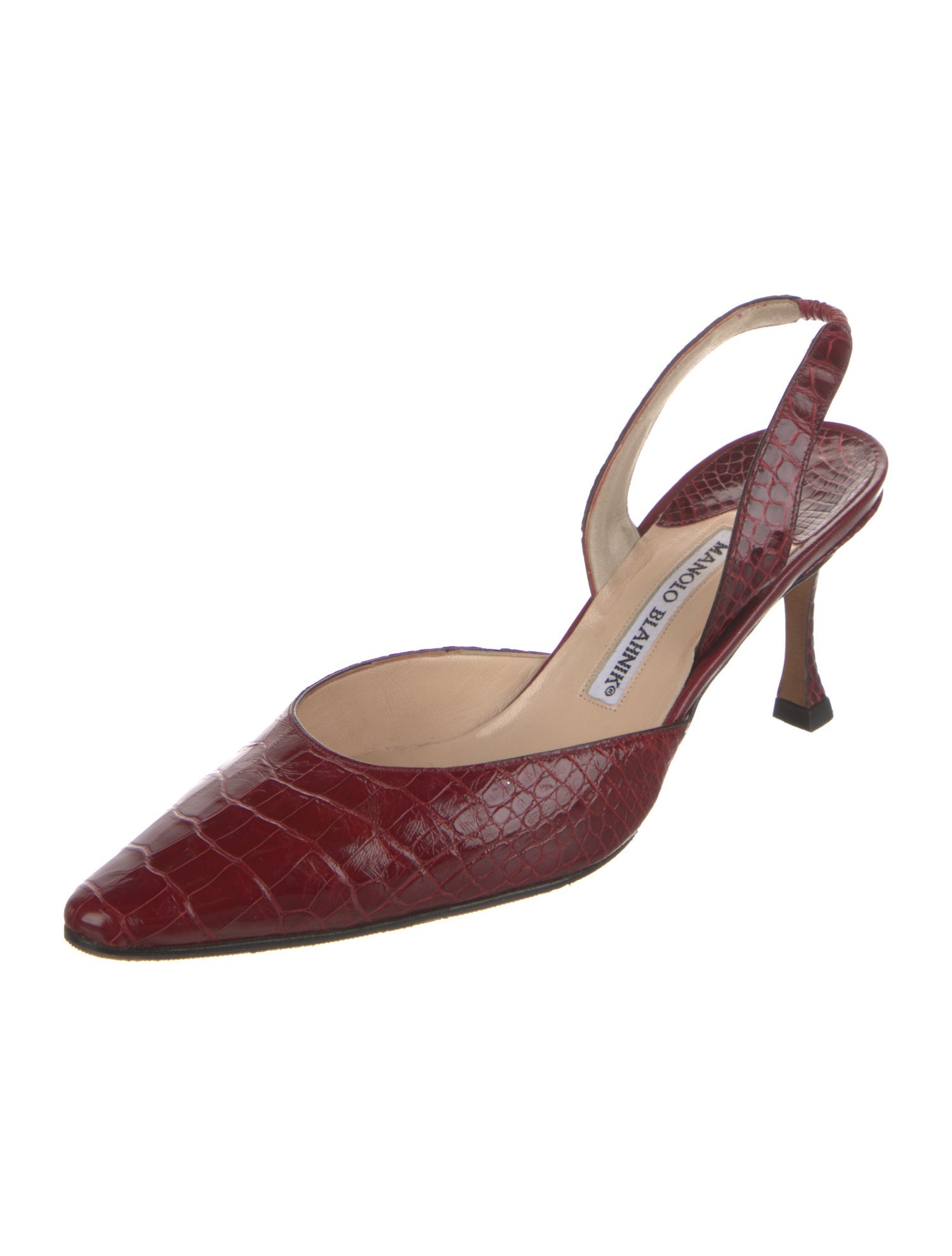 Manolo Blahnik Leather Animal Print Slingback Pumps