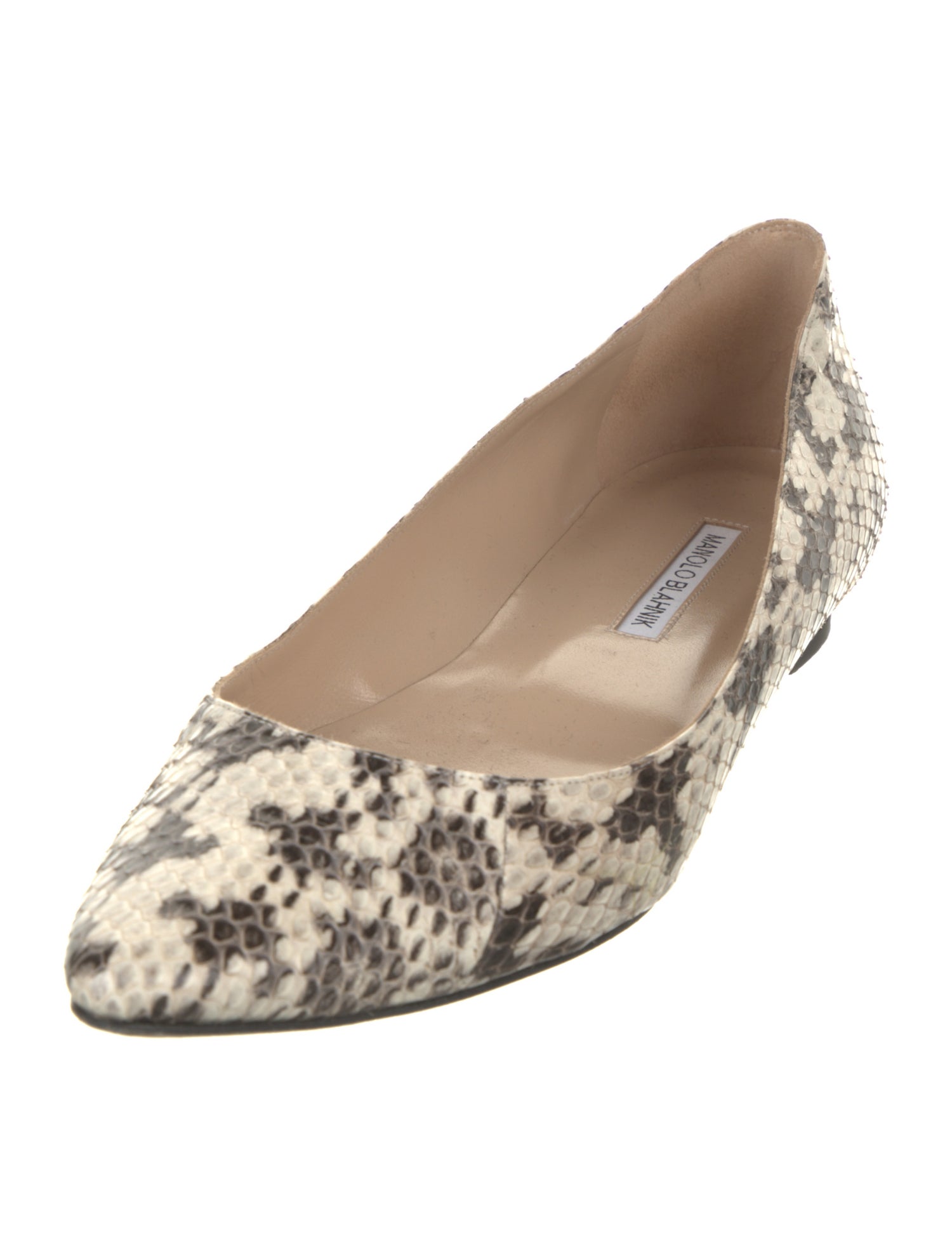 Manolo Blahnik Leather Animal Print Flats
