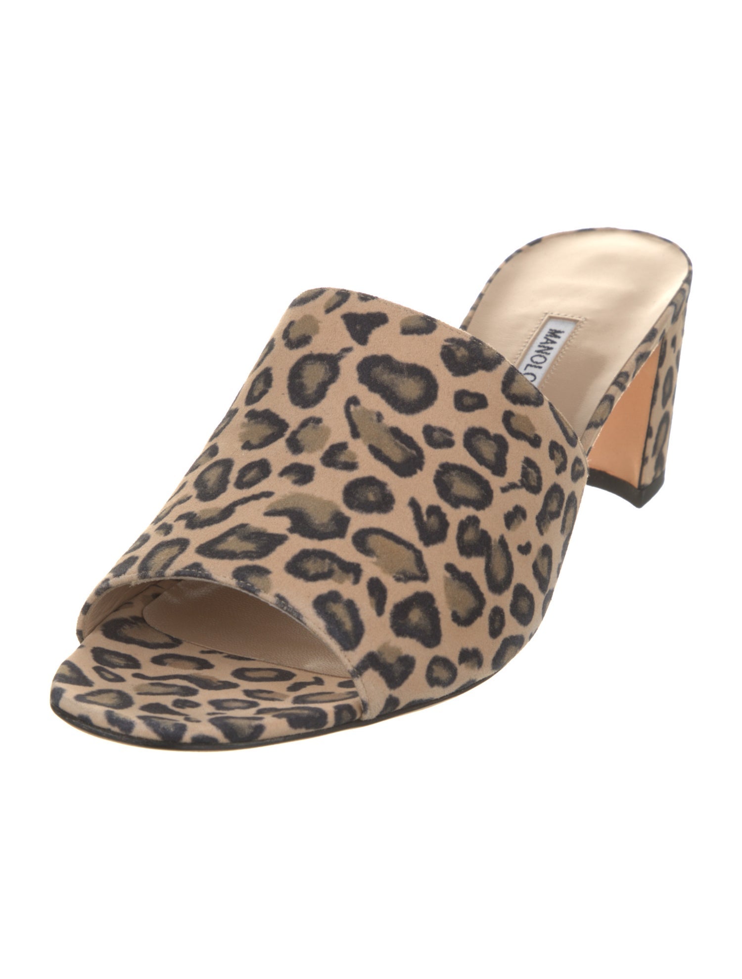 Manolo Blahnik Suede Animal Print Slides