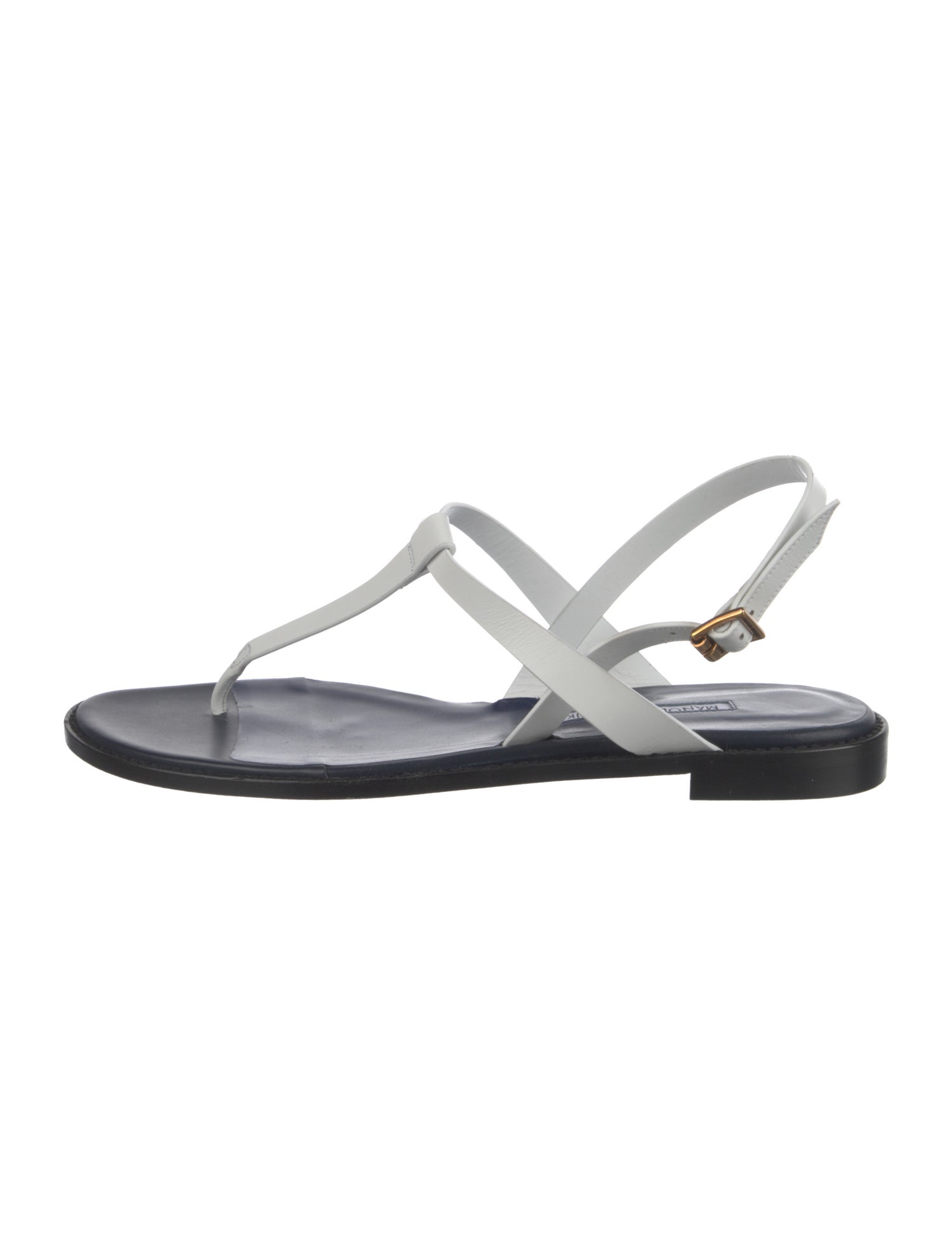 Manolo Blahnik Leather T-Strap Sandals