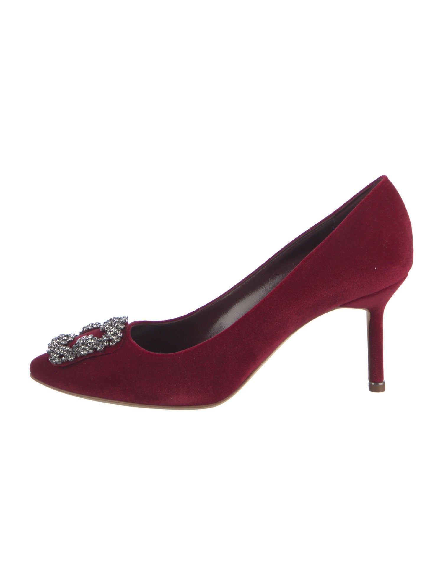 Manolo Blahnik Velvet Crystal Embellishments Pumps