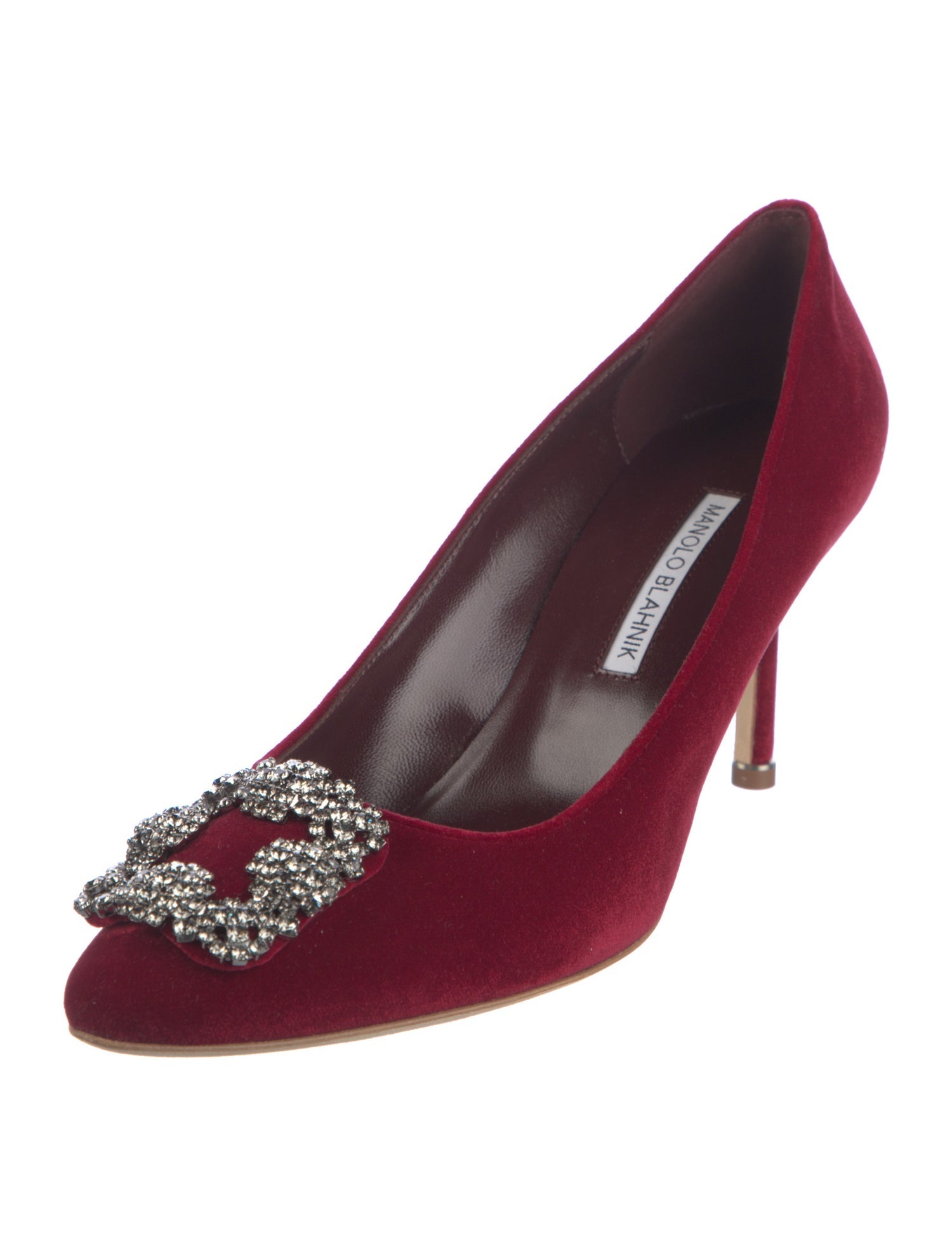 Manolo Blahnik Velvet Crystal Embellishments Pumps