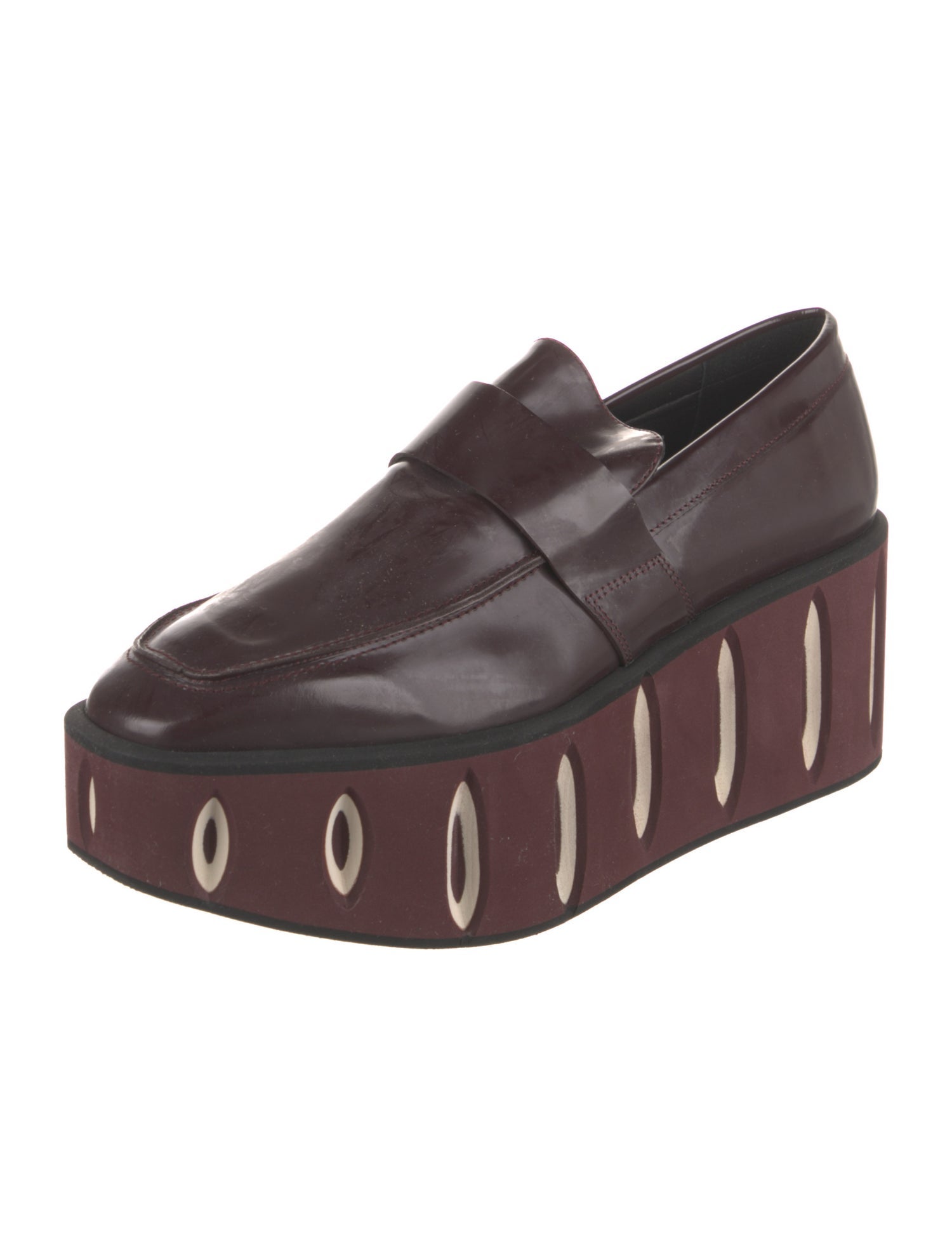 Paloma Barceló Leather Colorblock Pattern Loafers