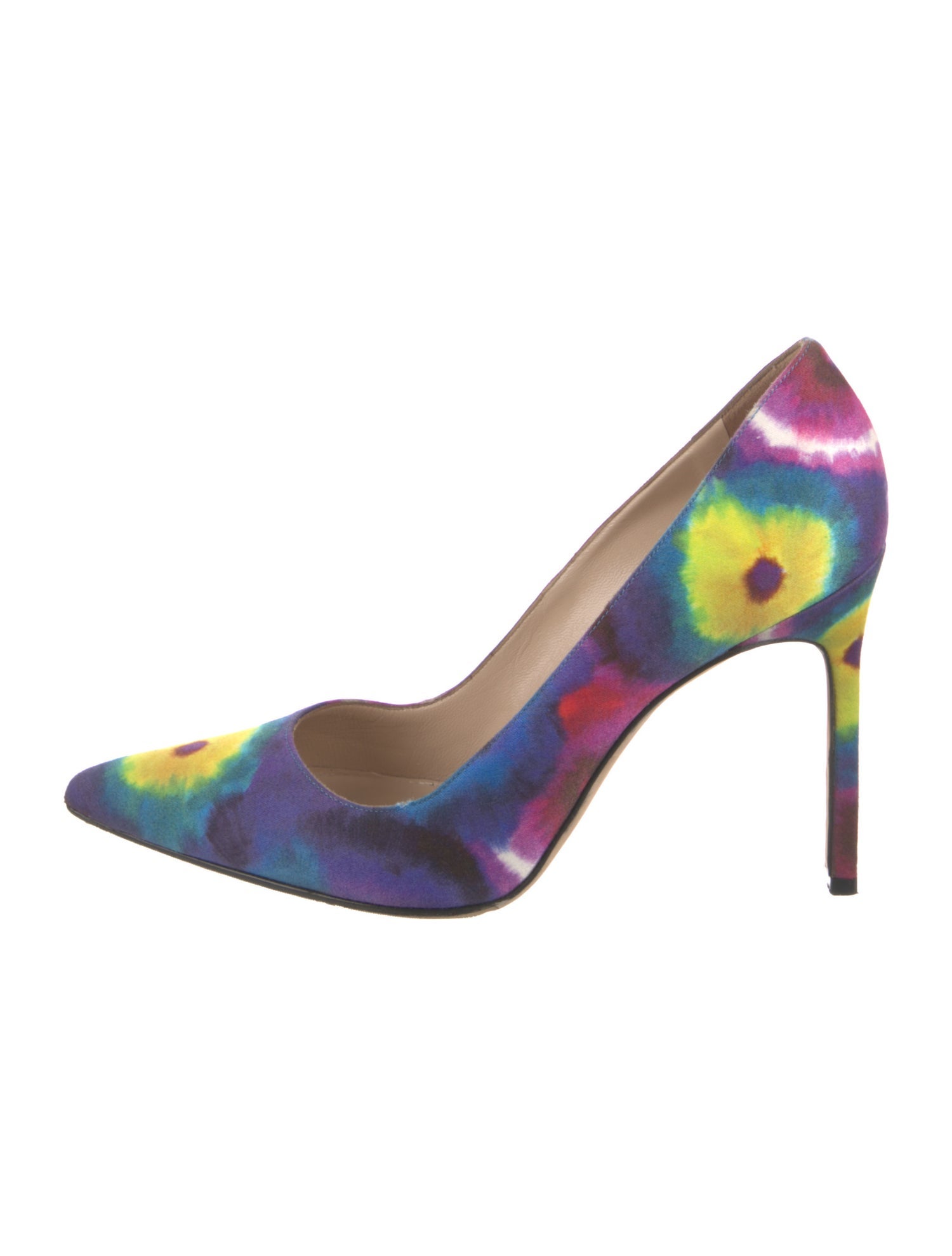 Manolo Blahnik Satin Tie-Dye Print Pumps