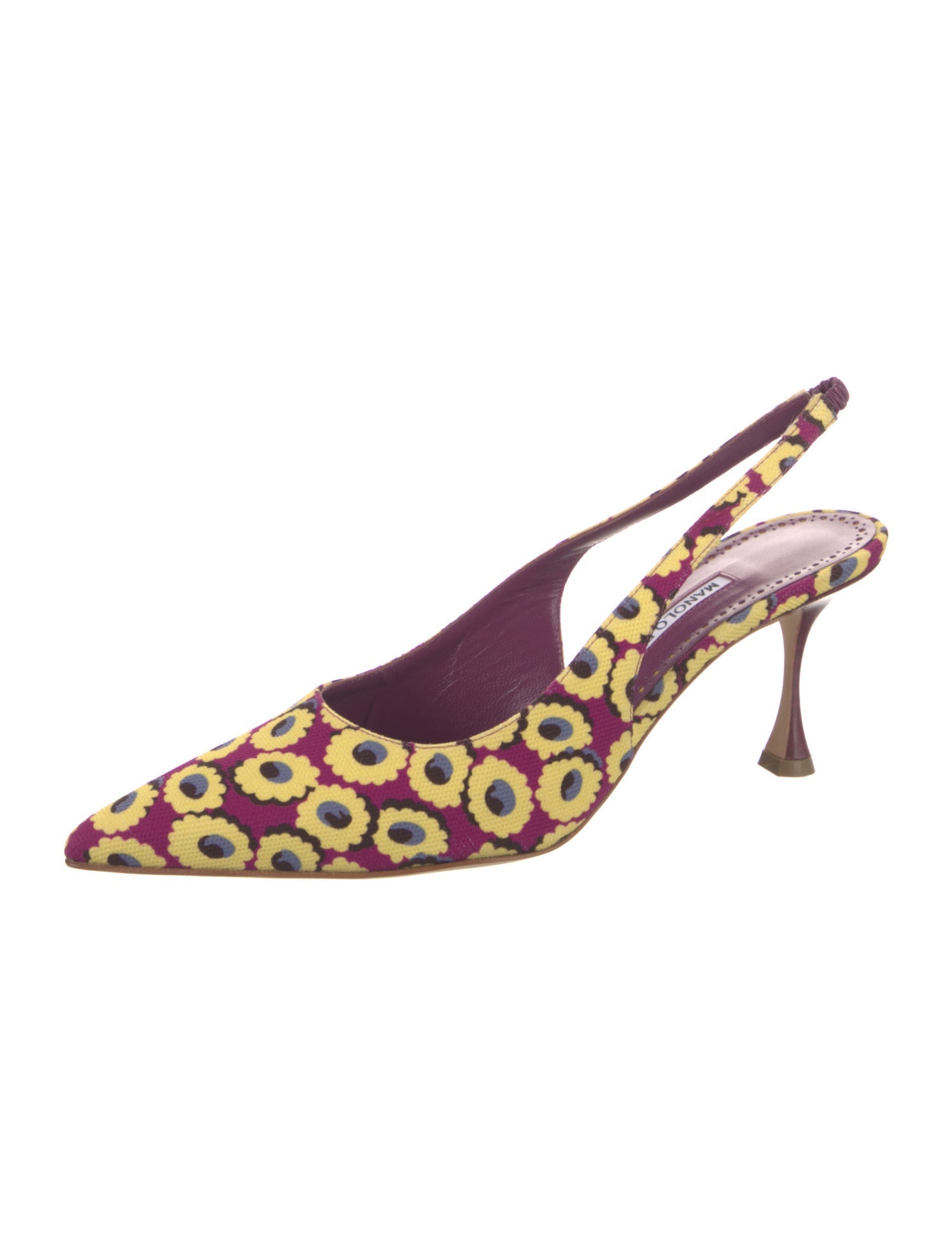 Manolo Blahnik Floral Print Slingback Pumps