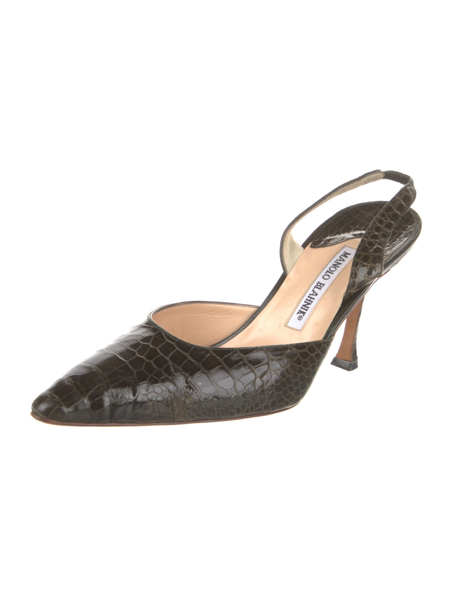 Manolo Blahnik Leather Animal Print Slingback Pumps