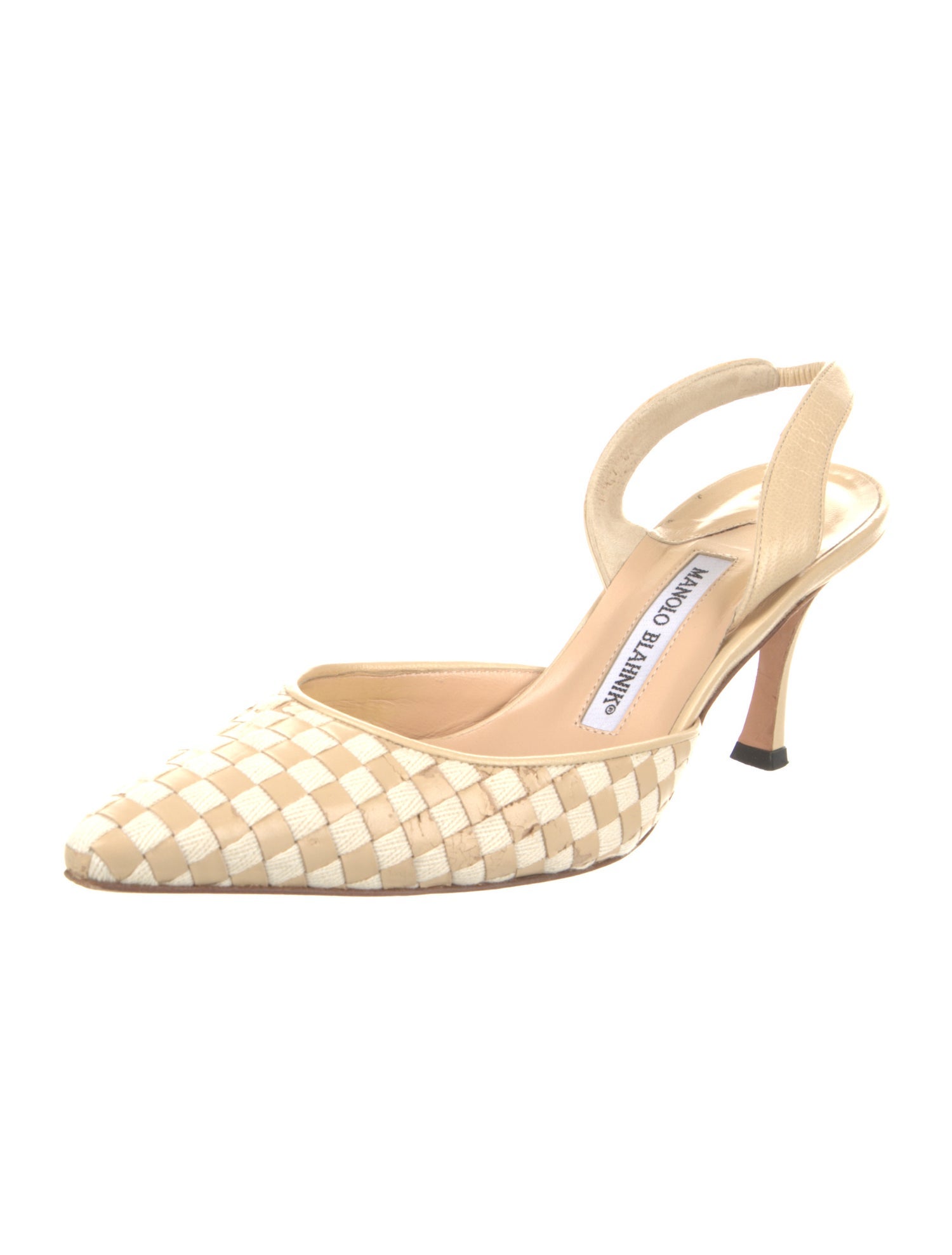 Manolo Blahnik Colorblock Pattern Slingback Pumps