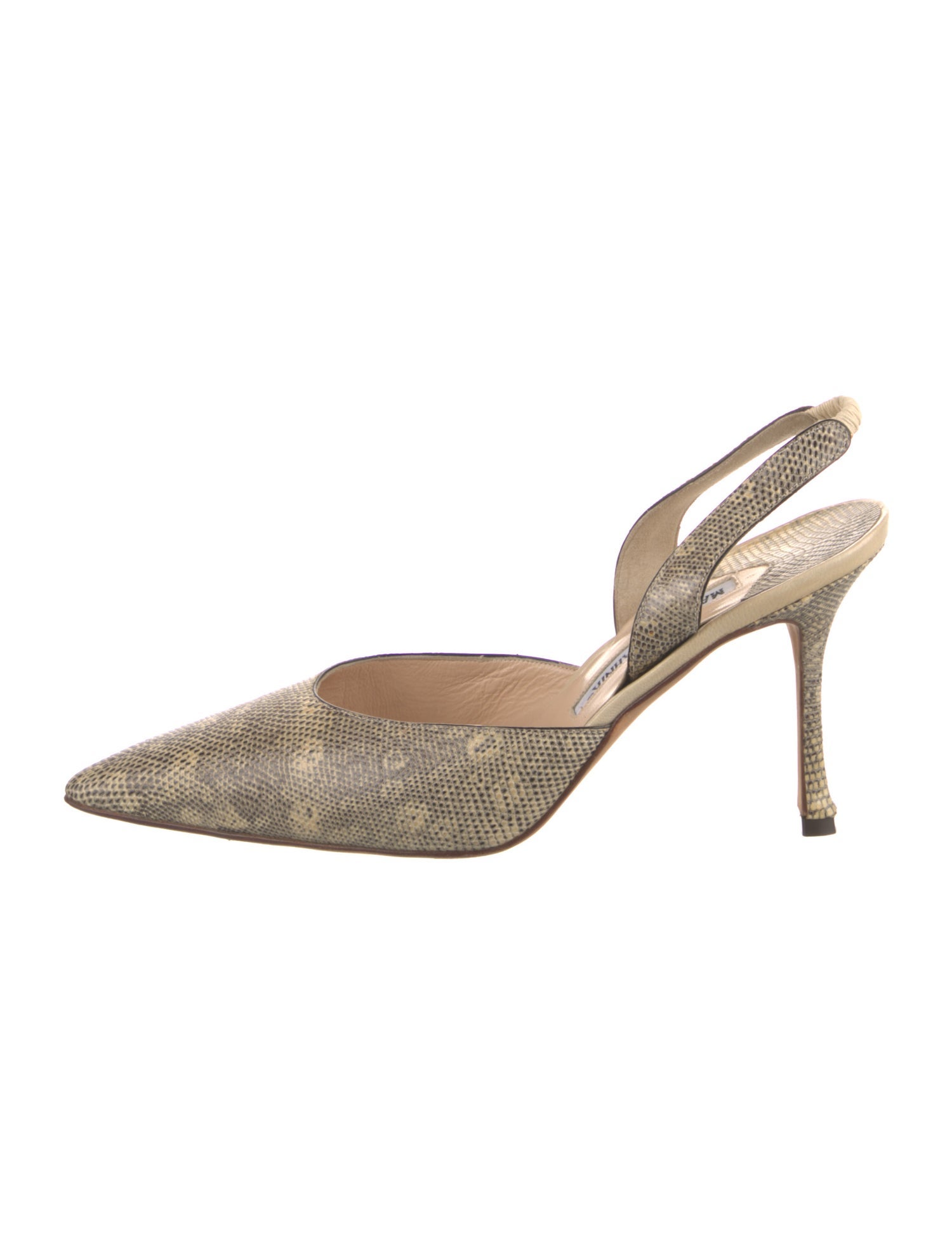 Manolo Blahnik Leather Animal Print Slingback Pumps
