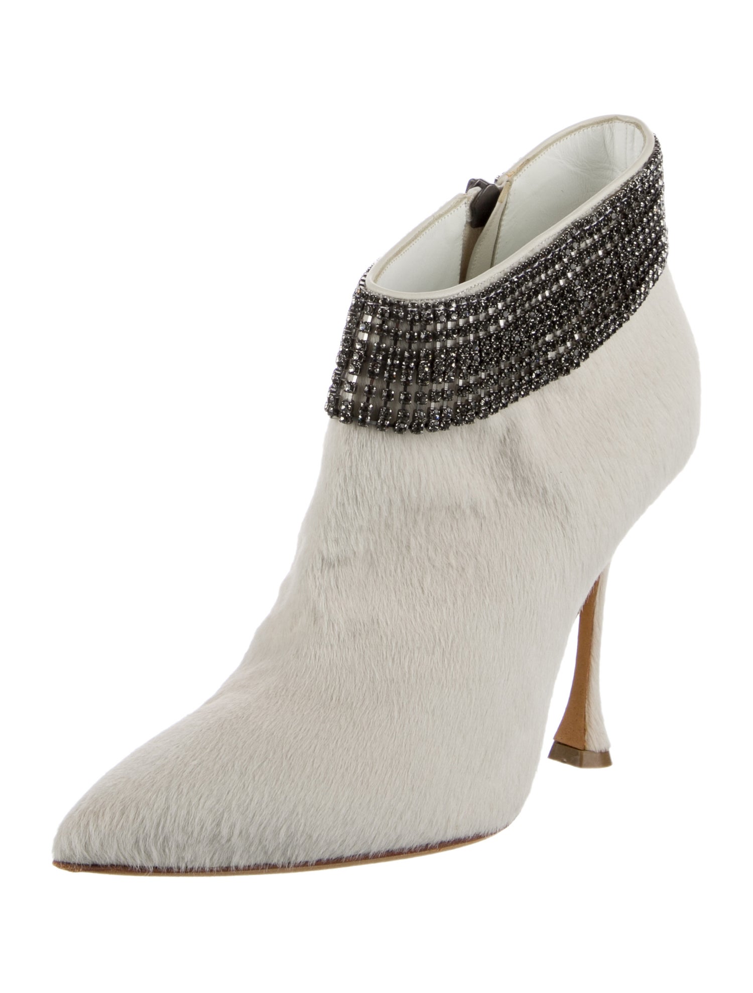 Manolo Blahnik Ponyhair Crystal Embellishments Boots