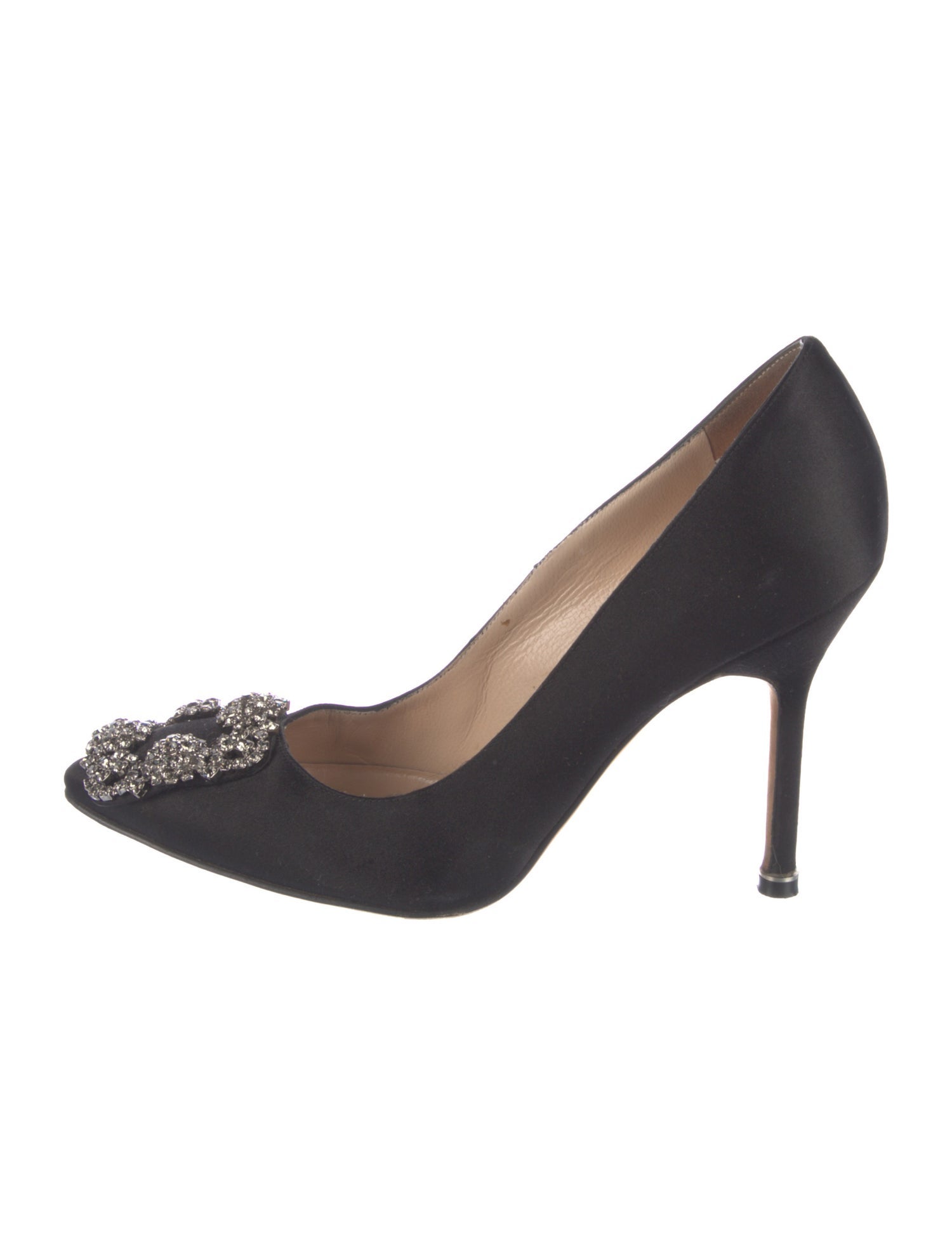 Manolo Blahnik Satin Crystal Embellishments Pumps