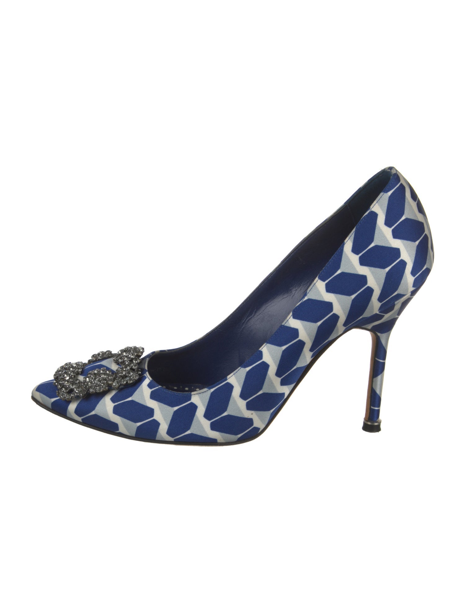 Manolo Blahnik Satin Printed Pumps
