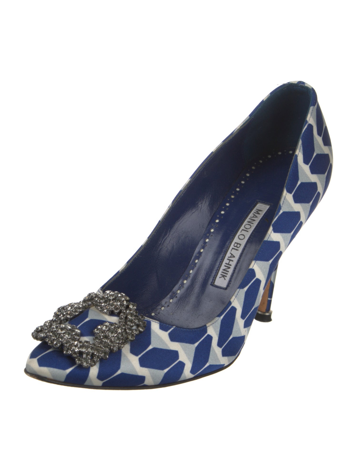 Manolo Blahnik Satin Printed Pumps