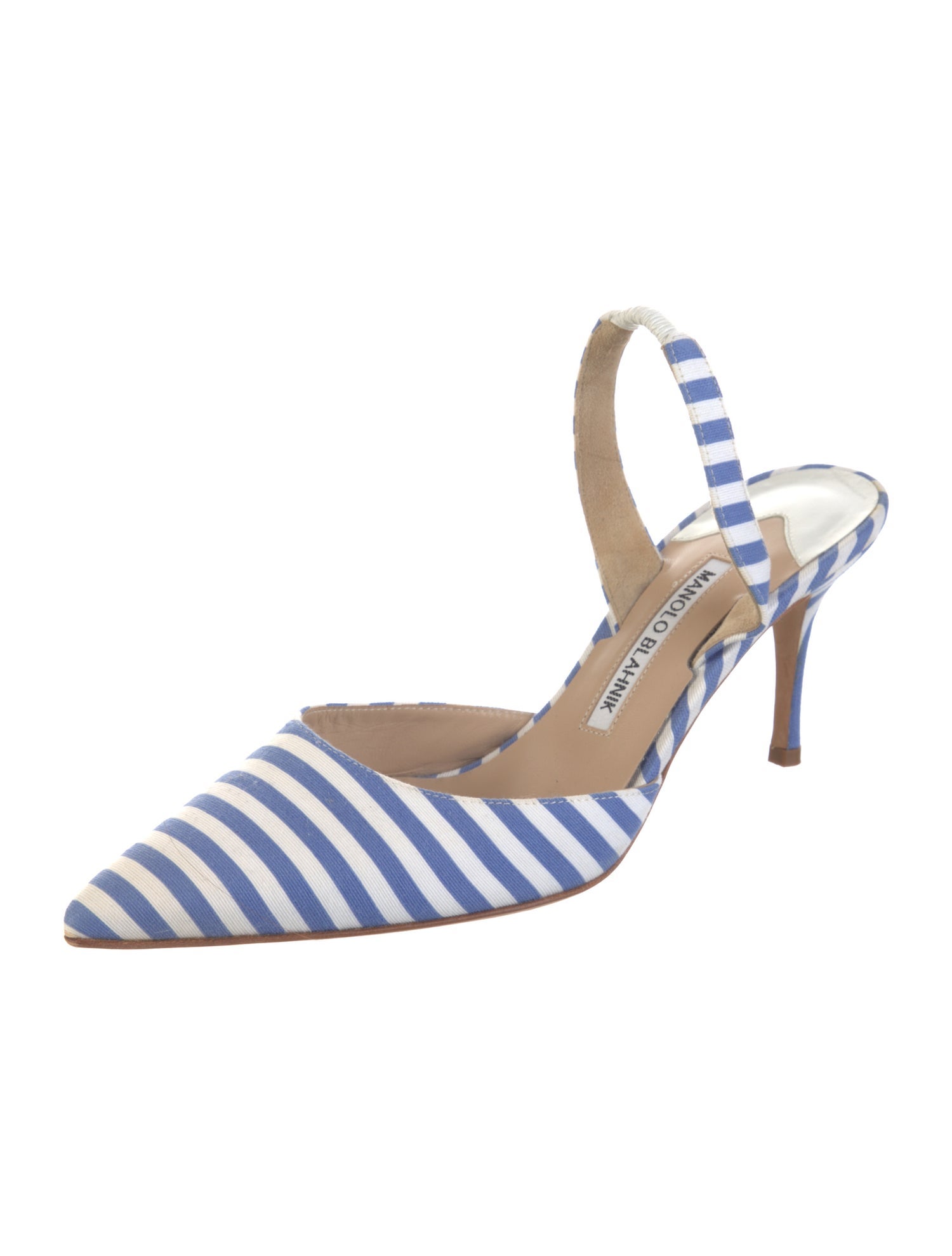 Manolo Blahnik Striped Slingback Pumps
