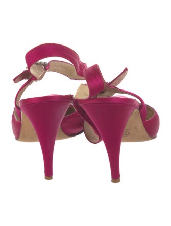 Manolo Blahnik Satin Crystal Embellishments Slingback Pumps