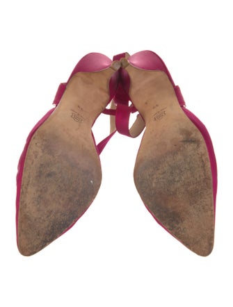 Manolo Blahnik Satin Crystal Embellishments Slingback Pumps