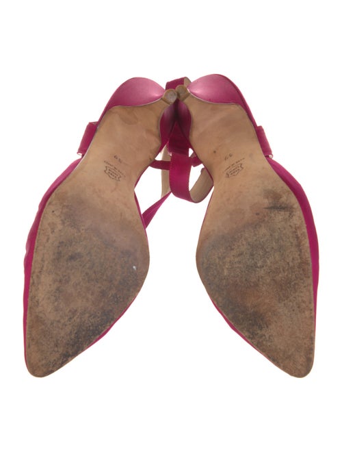 Manolo Blahnik Satin Crystal Embellishments Slingback Pumps