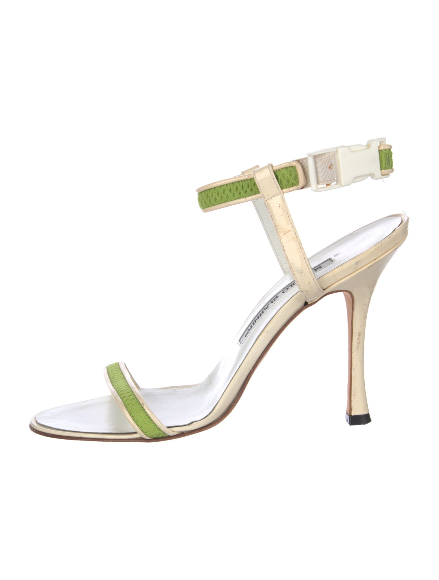 Manolo Blahnik Leather Mesh Accents Sandals