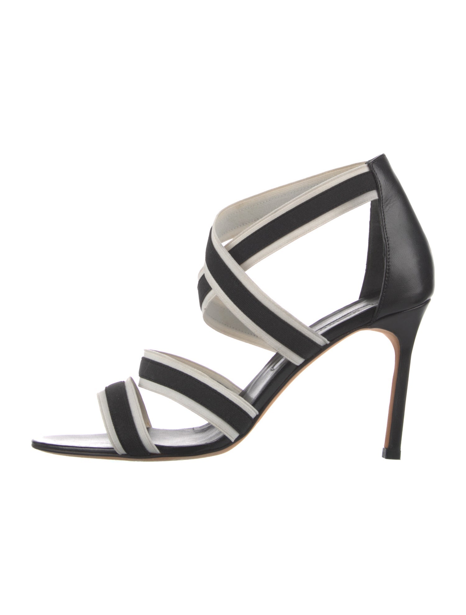 Manolo Blahnik Leather Striped Slingback Sandals