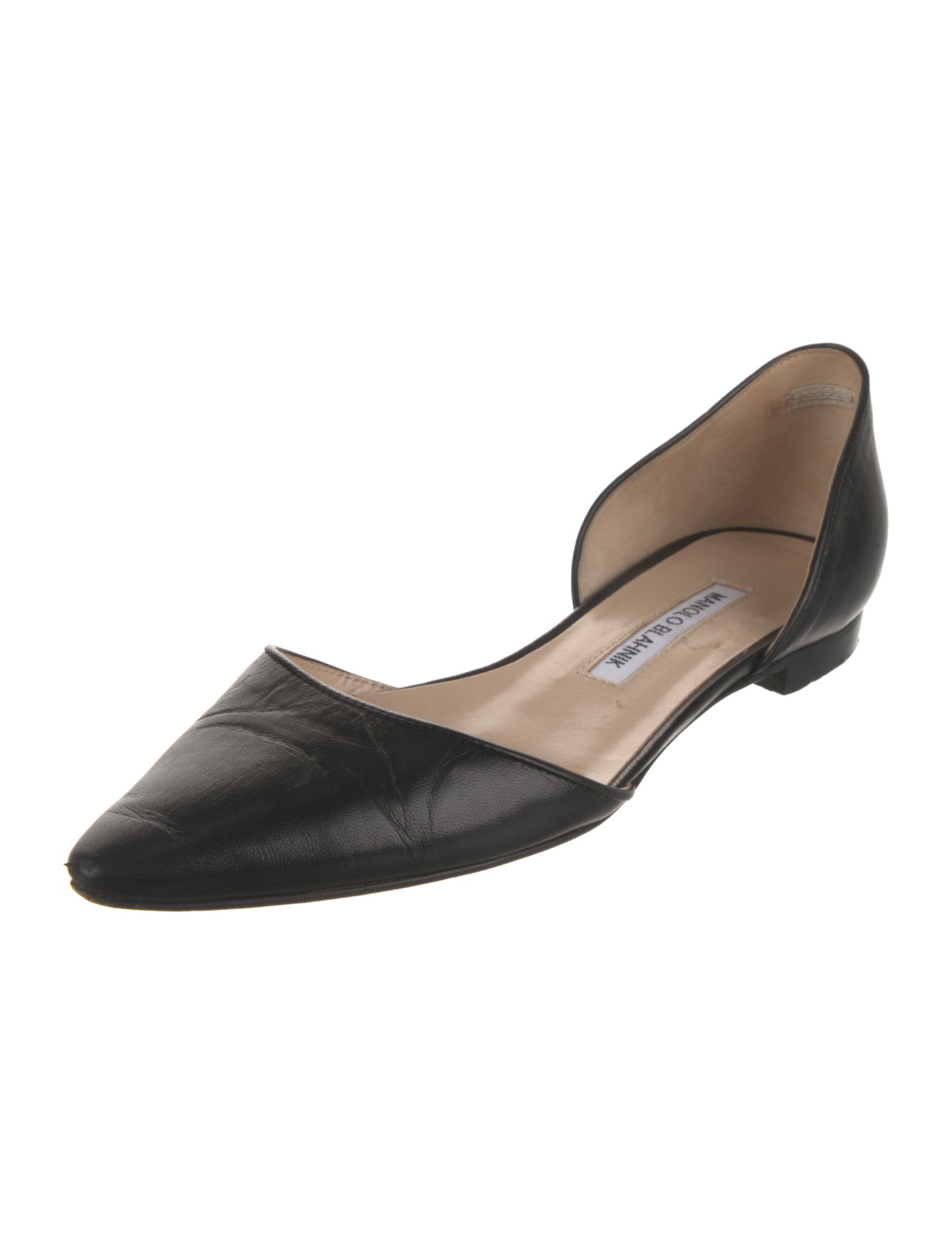 Manolo Blahnik Leather D'Orsay Flats