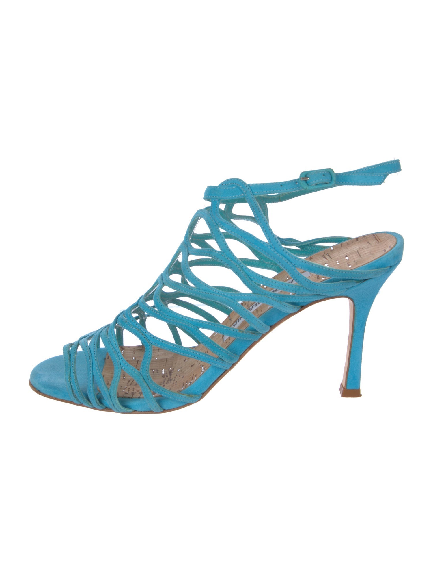 Manolo Blahnik Suede Cutout Accent Slingback Pumps