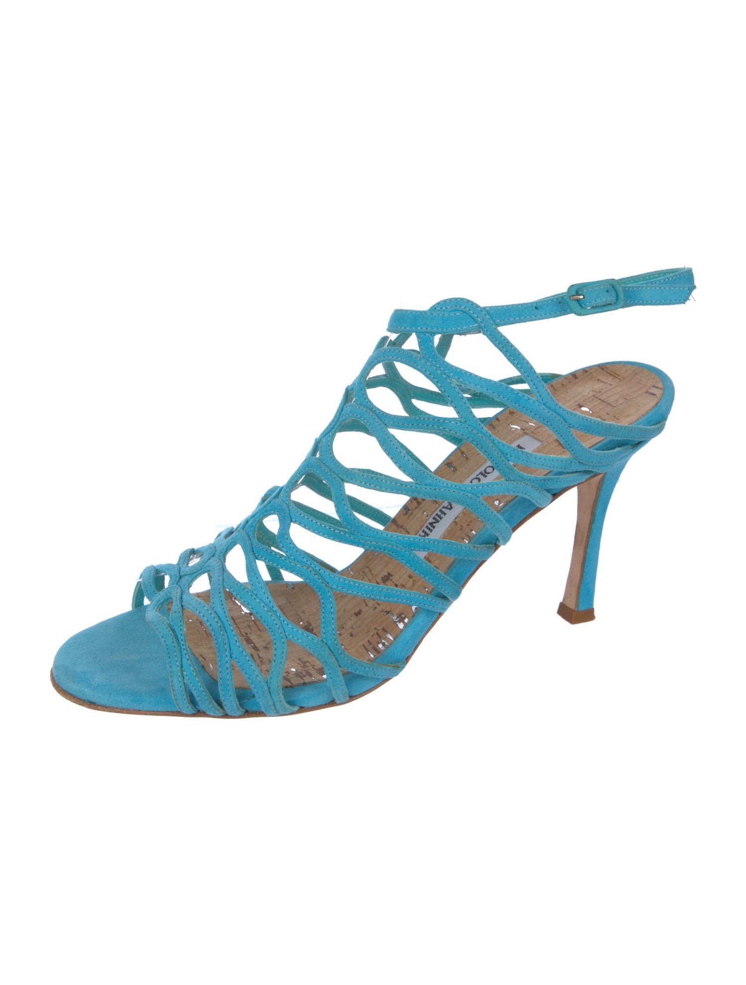 Manolo Blahnik Suede Cutout Accent Slingback Pumps