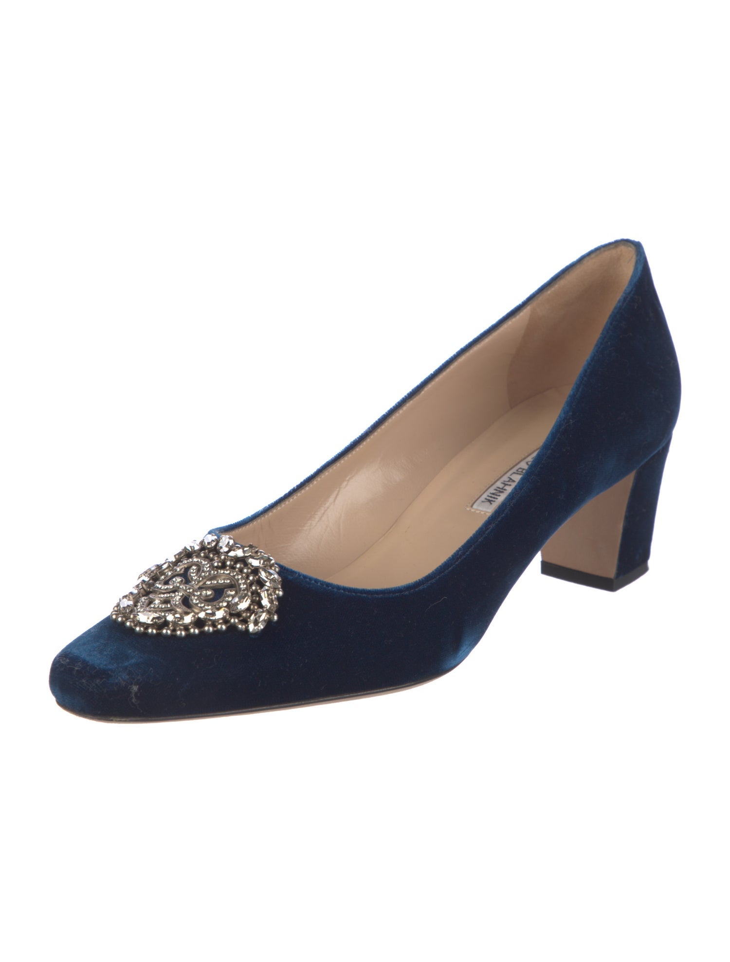 Manolo Blahnik Velvet Crystal Embellishments Pumps