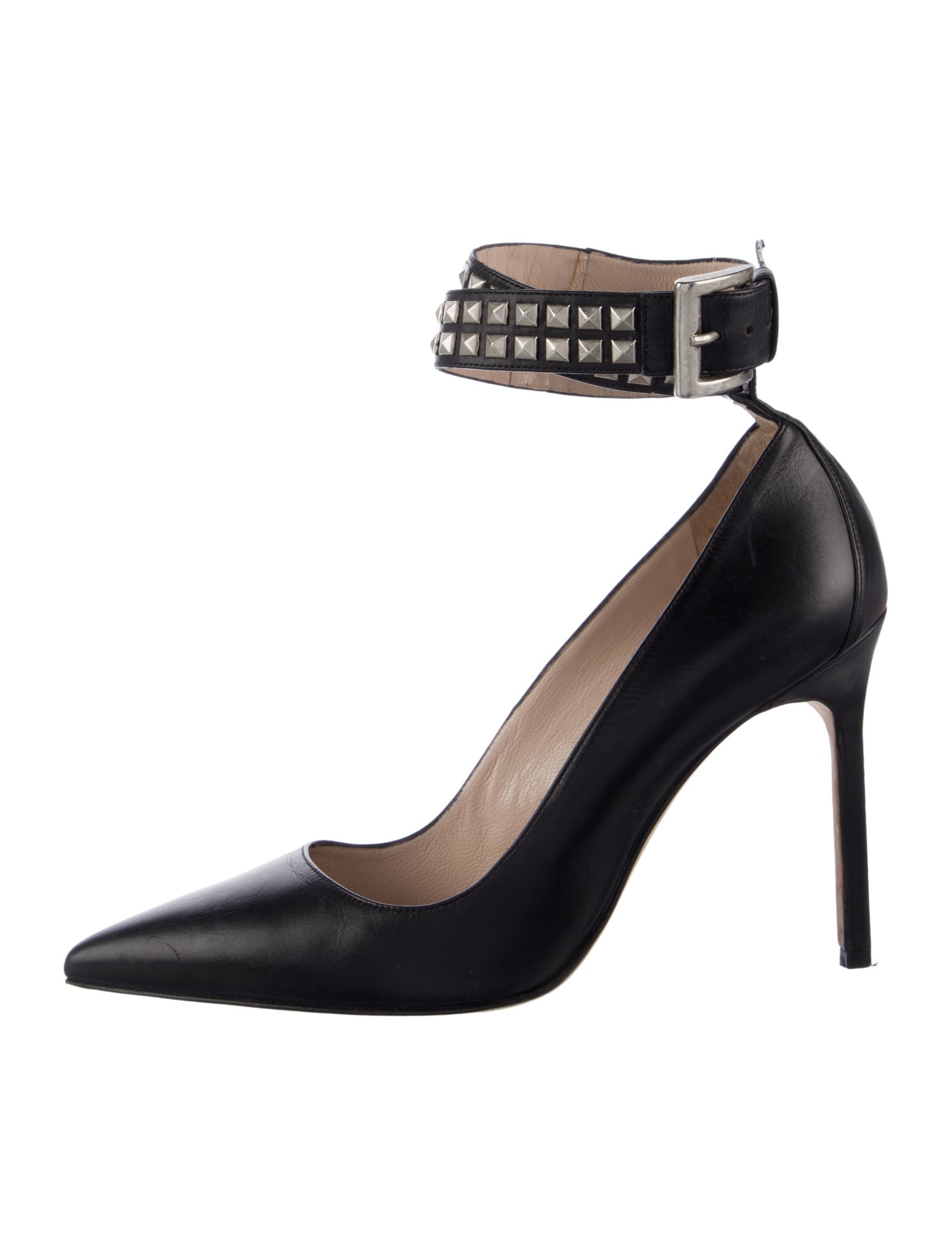 Manolo Blahnik Leather Studded Accents Pumps