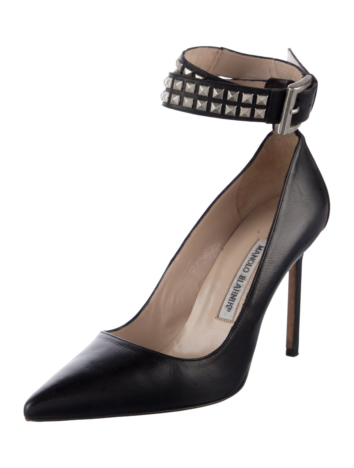 Manolo Blahnik Leather Studded Accents Pumps
