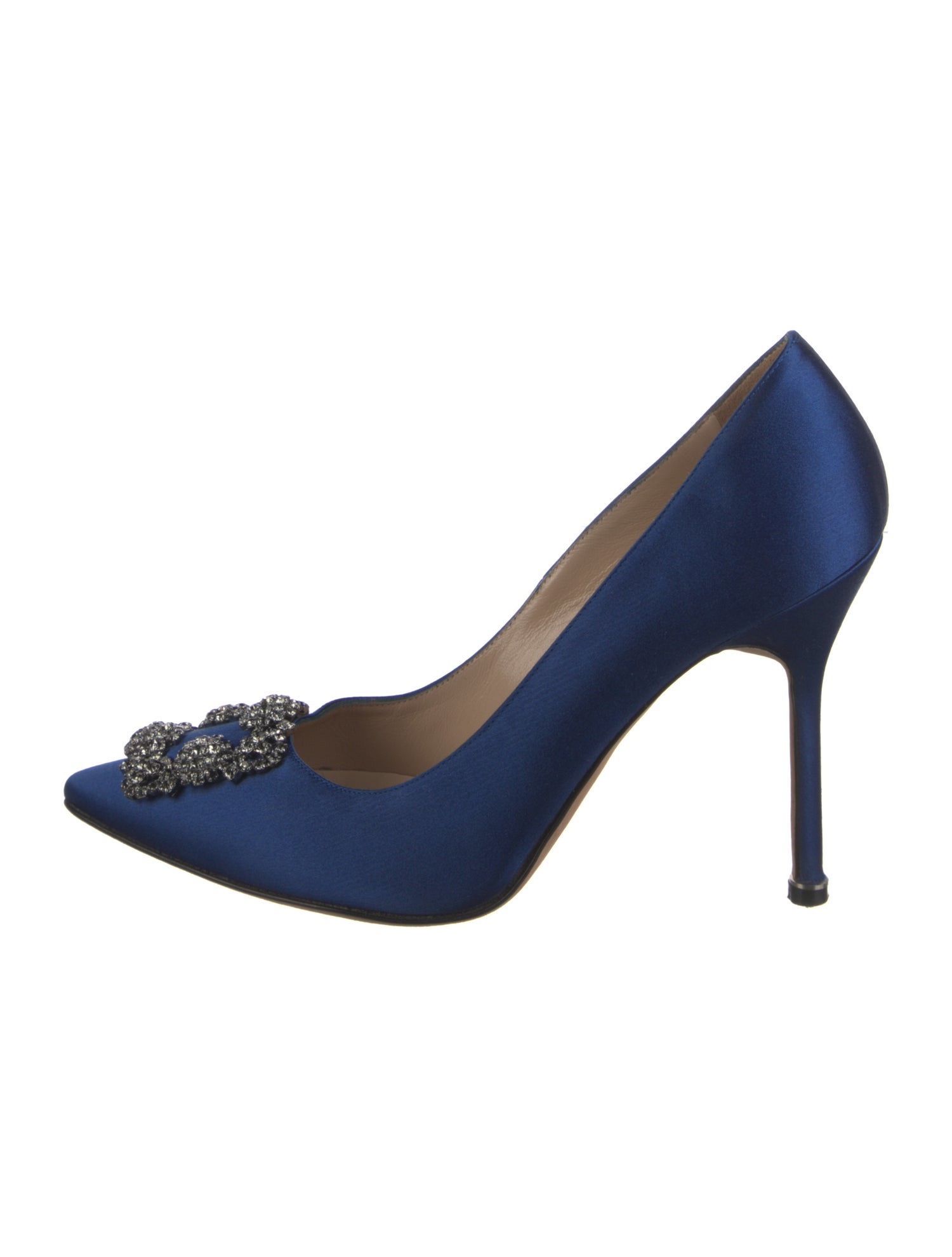Manolo Blahnik Satin Crystal Embellishments Pumps