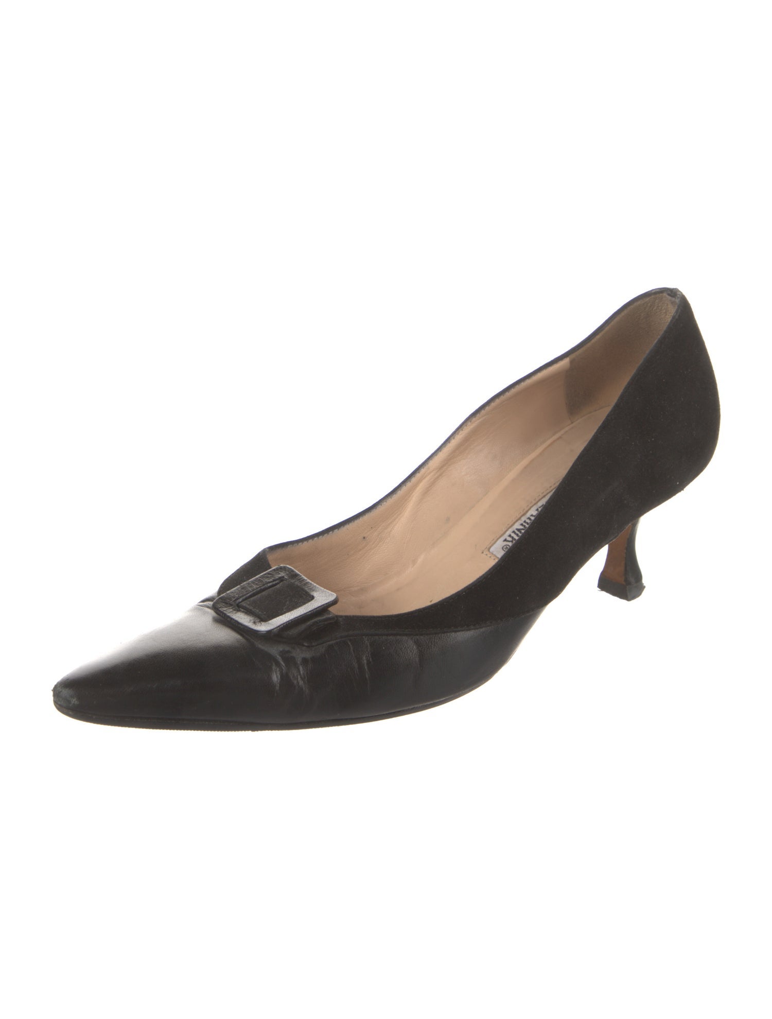 Manolo Blahnik Leather Leather Trim Embellishment Pumps