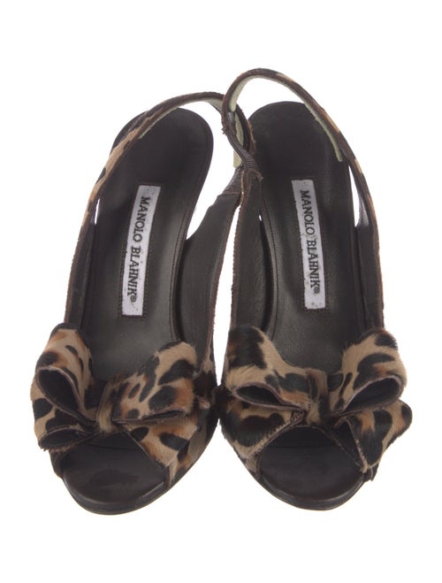 Manolo Blahnik Ponyhair Animal Print Slingback Sandals