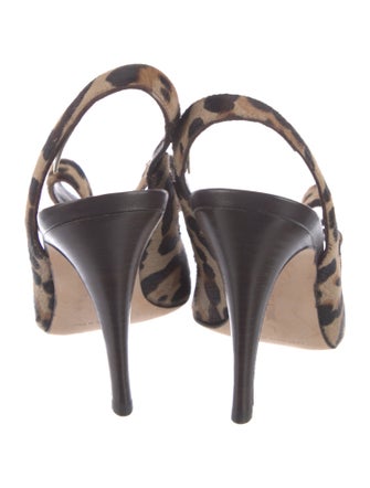Manolo Blahnik Ponyhair Animal Print Slingback Sandals