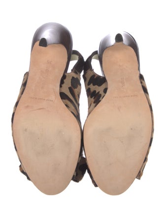 Manolo Blahnik Ponyhair Animal Print Slingback Sandals