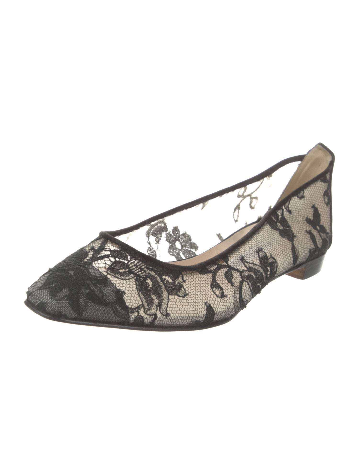 Manolo Blahnik Lace Lace Trim Embellishment Ballet Flats