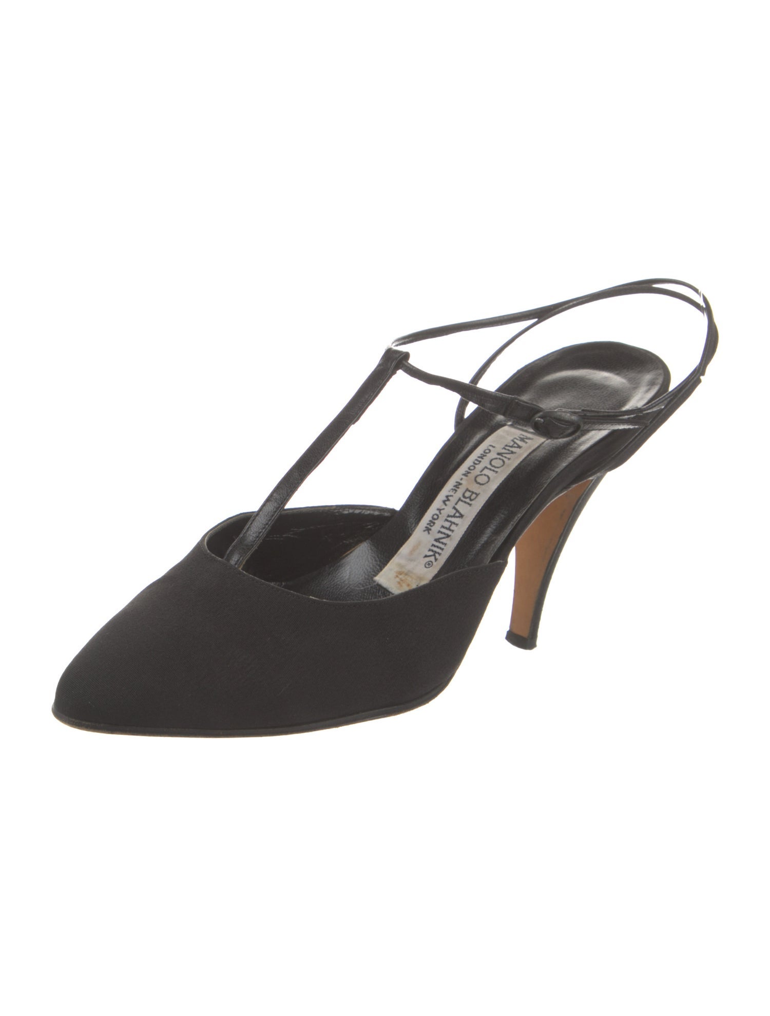 Manolo Blahnik Satin T-Strap Pumps