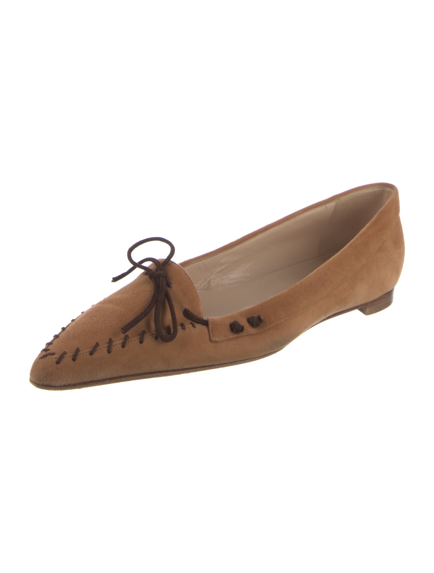 Manolo Blahnik Suede Whipstitch Trim Moccasins