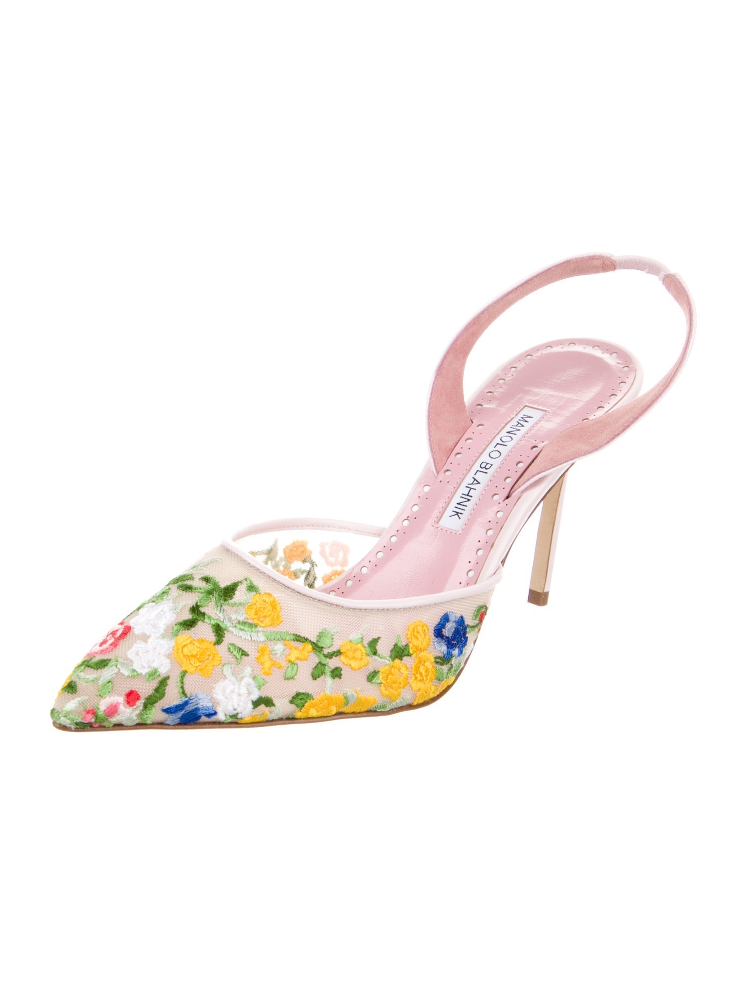 Manolo Blahnik Mesh Patterned Slingback Pumps